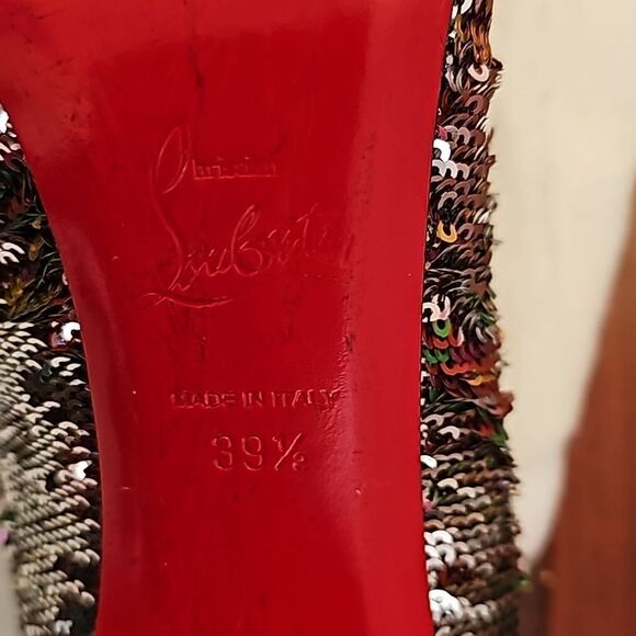 Christian Louboutin Pigalle Follies 100 Reversable Sequin Pointed Pumps 39.5 - Picture 8 of 12